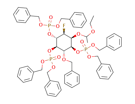 Molecular Structure of 129365-66-8 (Phosphoric acid dibenzyl ester (1S,2S,3R,4S,5S,6S)-2-benzyloxy-3,4-bis-(bis-benzyloxy-phosphoryloxy)-6-(1-ethoxy-ethoxy)-5-fluoro-cyclohexyl ester)