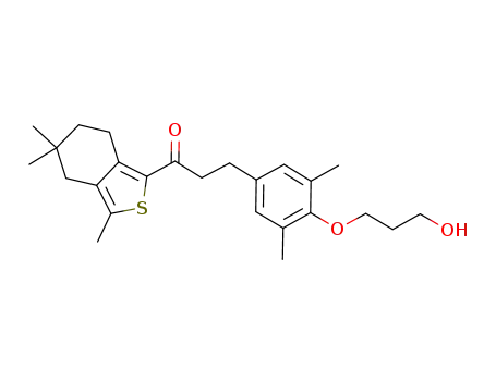 Molecular Structure of 910636-20-3 (1-Propanone,
3-[4-(3-hydroxypropoxy)-3,5-dimethylphenyl]-1-(4,5,6,7-tetrahydro-3,5,5
-trimethylbenzo[c]thien-1-yl)-)
