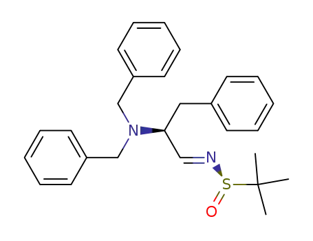 2-Methyl-propane-2-sulfinic acid [(S)-2-dibenzylamino-3-phenyl-prop-(E)-ylidene]-amide