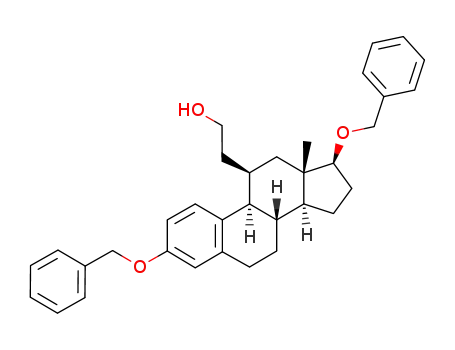 Molecular Structure of 126559-84-0 (11β-(2-hydroxyethyl)estra-1,3,5(10)-triene-3,17β-diol 3,17-bis(benzyl ether))