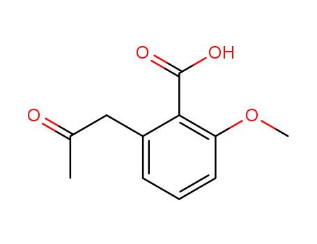 Molecular Structure of 75115-29-6 (Benzoic acid, 2-methoxy-6-(2-oxopropyl)-)