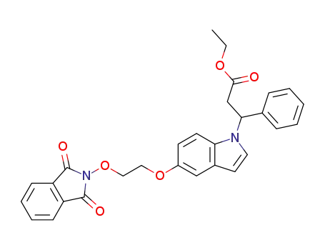 Molecular Structure of 445490-68-6 (3-{5-[2-(1,3-dioxo-1,3-dihydro-isoindol-2-yloxy)-ethoxy]-indol-1-yl}-3-phenyl-propionic acid ethyl ester)