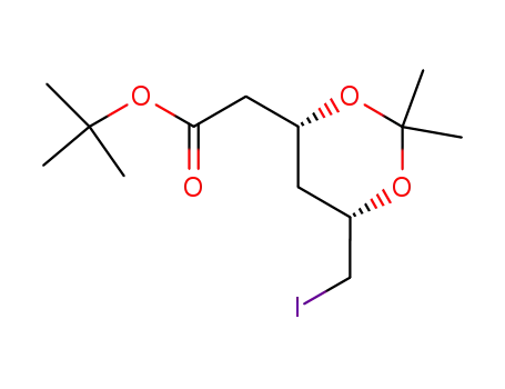 Molecular Structure of 134742-42-0 ((3R,5S)-6-iodo-3,5-O-isopropylidene-3,5-dihydroxyhexanoic acid tert-butyl ester)