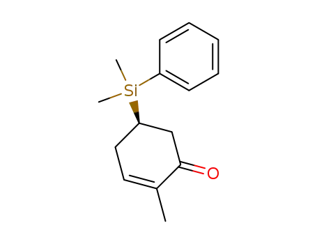 Molecular Structure of 303998-17-6 ((R)-5-(dimethyl(phenyl)silyl)-2-methylcyclohex-2-enone)