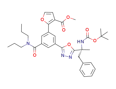 methyl-2-{3-[5-((1R)-1-(tert-butoxycarbonylamino)-1-methyl-2-phenylethyl)-1,3,4-oxadiazol-2-yl]-5-[(dipropylamino)carbonyl]phenyl}-3-furoate