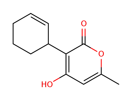 Molecular Structure of 115580-37-5 (2H-Pyran-2-one, 3-(2-cyclohexen-1-yl)-4-hydroxy-6-methyl-)