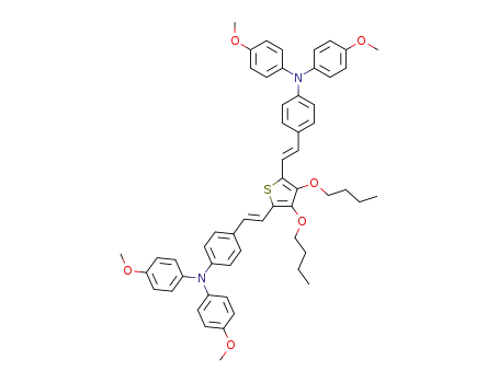 Molecular Structure of 879206-83-4 (Benzenamine,
4,4'-[(3,4-dibutoxy-2,5-thiophenediyl)di-(1E)-2,1-ethenediyl]bis[N,N-bis(
4-methoxyphenyl)-)