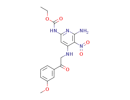 Molecular Structure of 82585-80-6 (Carbamic acid,
[6-amino-4-[[2-(3-methoxyphenyl)-2-oxoethyl]amino]-5-nitro-2-pyridinyl]-,
ethyl ester)