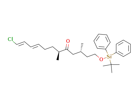 Molecular Structure of 275804-98-3 ((3R,6S)-1-(tert-butyldiphenylsilanyloxy)-12-chloro-3,6-dimethyldodeca-9E,11E-dien-5-one)