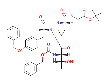 Molecular Structure of 158629-47-1 (N-(benzyloxycarbonyl)threonyl-D-(O-benzyl)tyrosylprolylsarcosine tert-butyl ester)