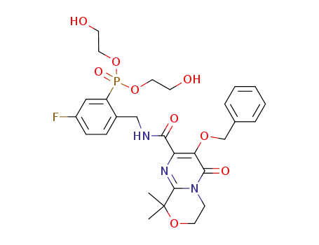 bis(2-hydroxyethyl) 2-((3-(benzyloxy)-9,9-dimethyl-4-oxo-4,6,7,9-tetrahydropyrimido[2,1-c][1,4]oxazine-2-carboxamido)methyl)-5-fluorophenylphosphonate