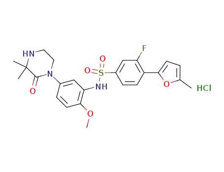 N-[5-(3,3-dimethyl-2-oxo-1-piperazinyl)-2-(methyloxy)phenyl]-3-fluoro-4-(5-methyl-2-furanyl)benzenesulfonamide hydrochloride
