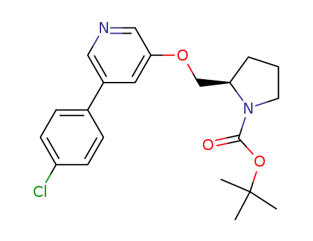 Molecular Structure of 299893-21-3 (3-(1-BOC-2-(R)-Pyrrolidinylmethoxy)-5-(4-chlorophenyl)pyridine)