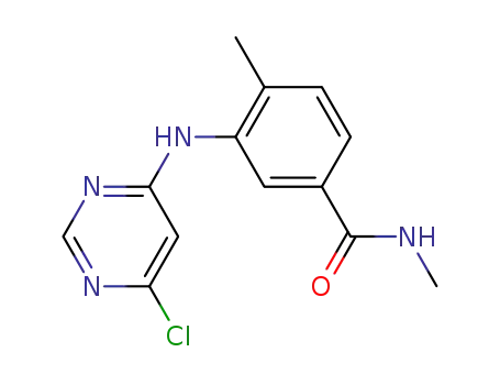 Molecular Structure of 482344-60-5 (3-(6-chloro-pyrimidin-4-ylamino)-4,N-dimethyl-benzamide)