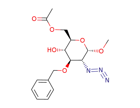 Molecular Structure of 175978-56-0 (Methyl-azido-2-deoxy-3-O-(phenylmethyl)-alpha-D-glucopyranoside6-acetate)