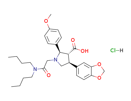 3-Pyrrolidinecarboxylicacid,4-(1,3-benzodioxol-5-yl)-1-[2-(dibutylamino)-2-oxoethyl]-2-(4-methoxyphenyl)-,hydrochloride (1:1), (2R,3R,4S)-