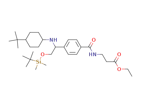 Molecular Structure of 777863-87-3 (3-{4-[1-(trans-4-tert-Butyl-cyclohexylamino)-2-(tert-butyl-dimethyl-silanyloxy)-ethyl]-benzoylamino}-propionic acid ethyl ester)