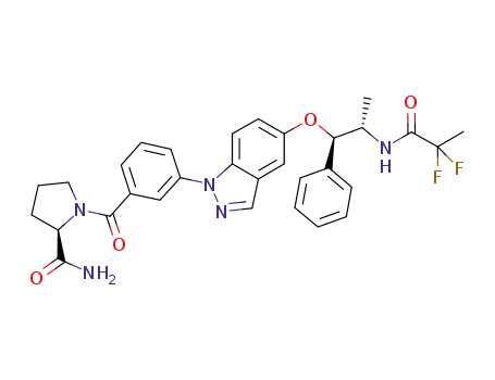1-({3-[5-({(1R,2S)-2-[(2,2-difluoropropanoyl)amino]-1-phenylpropyl}oxy)-1H-indazol-1-yl]phenyl}carbonyl)-D-prolinamide