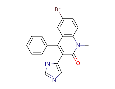Molecular Structure of 835881-32-8 (2(1H)-Quinolinone, 6-bromo-3-(1H-imidazol-4-yl)-1-methyl-4-phenyl-)