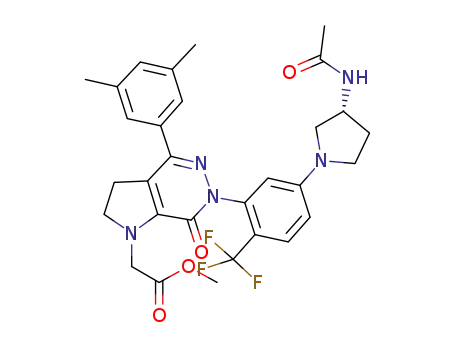 methyl [6-[5-((R)-3-acetylamino-pyrrolidin-1-yl)-2-trifluoromethyl-phenyl]-4-(3,5-dimethyl-phenyl)-7-oxo-2,3,6,7-tetrahydro-pyrrolo[2,3-d]pyridazin-1-yl]-acetate