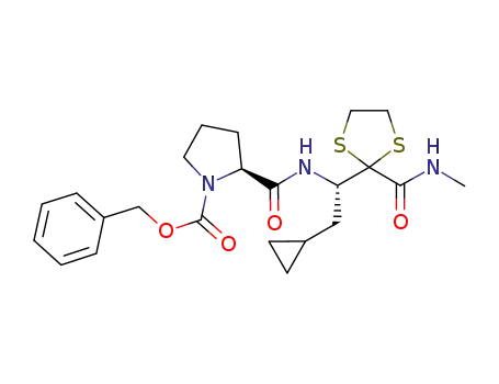 (S)-benzyl 2-((S)-2-cyclopropyl-1-(2-(methylcarbamoyl)-1,3-dithiolan-2-yl)ethylcarbamoyl)pyrrolidine-1-carboxylate