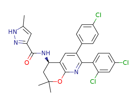 1H-Pyrazole-3-carboxamide, N-[(4R)-6-(4-chlorophenyl)-7-(2,4-dichlorophenyl)-3,4-dihydro-2,2-dimethyl-2H-pyrano[2,3-b]pyridin-4-yl]-5-methyl-