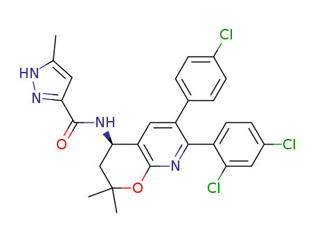 1H-Pyrazole-3-carboxamide, N-[(4R)-6-(4-chlorophenyl)-7-(2,4-dichlorophenyl)-3,4-dihydro-2,2-dimethyl-2H-pyrano[2,3-b]pyridin-4-yl]-5-methyl-