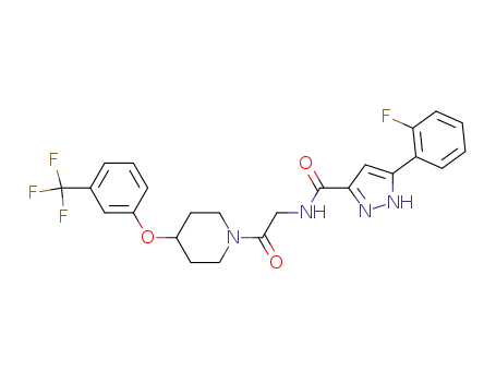 5-(2-fluoro-phenyl)-1H-pyrazole-3-carboxylic acid {2-oxo-2-[4-(3-trifluoromethylphenoxy)piperidin-1-yl]ethyl}amide