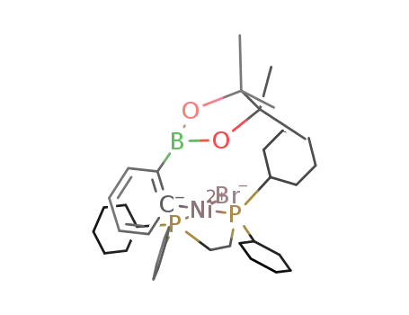 Molecular Structure of 447405-46-1 (cis-bromo[1,2-bis(dicyclohexylphosphino)ethane][2-(4,4,5,5-tetramethyl-1,3,2-dioxaborolan-2-yl)phenyl]nickel(II))