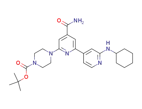 Molecular Structure of 1201674-93-2 (4-(4-carbamoyl-2'-cyclohexylamino[2,4']bipyridinyl-6-yl)piperazine-1-carboxylic acid tert-butyl ester)