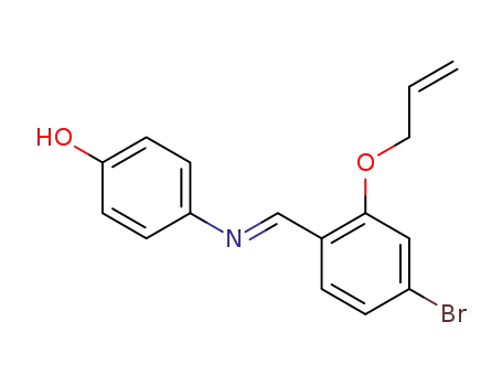 Molecular Structure of 1078641-31-2 (4-({(1E)-[2-(allyloxy)-4-bromophenyl]methylene}amino)phenol)