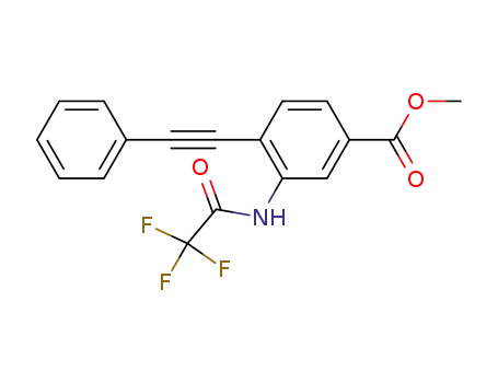 Molecular Structure of 494799-12-1 (Benzoic acid, 4-(phenylethynyl)-3-[(trifluoroacetyl)amino]-, methyl ester)