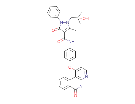 1-(2-hydroxy-2-methyl-propyl)-5-methyl-3-oxo-2-phenyl-2,3-dihydro-1H-pyrazole-4-carboxylic acid [4-(6-oxo-5,6-dihydro-benzo[c][1,8]naphthyridin-1-yloxy)-phenyl]-amide
