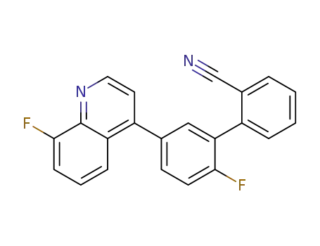Molecular Structure of 693818-07-4 (2'-fluoro-5'-(8-fluoroquinolin-4-yl)biphenyl-2-carbonitrile)