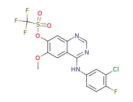 Molecular Structure of 451494-89-6 (trifluoromethanesulfonic acid 4-(3-chloro-4-fluorophenylamino)-6-methoxy-7-quinazolinyl ester)