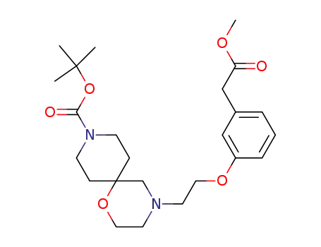 Molecular Structure of 930785-39-0 (tert-butyl 4-{2-[3-(2-methoxy-2-oxoethyl)phenoxy]ethyl}-1-oxa-4,9-diazaspiro[5.5]undecane-9-carboxylate)
