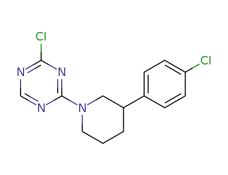 Molecular Structure of 945978-25-6 (2-chloro-4-[3-(4-chlorophenyl)-piperidin-1-yl]-[1, 3, 5]triazine)