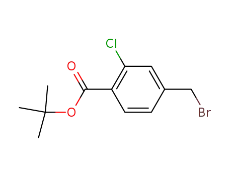 Molecular Structure of 879088-82-1 (Benzoic acid, 4-(bromomethyl)-2-chloro-, 1,1-dimethylethyl ester)