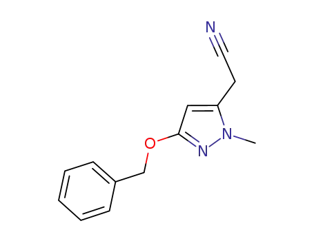 Molecular Structure of 628330-22-3 (1H-Pyrazole-5-acetonitrile, 1-methyl-3-(phenylmethoxy)-)