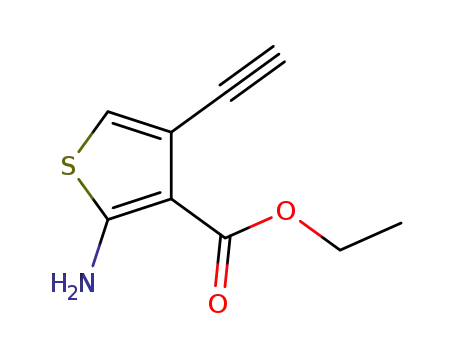 Molecular Structure of 844502-72-3 (3-Thiophenecarboxylic acid, 2-amino-4-ethynyl-, ethyl ester)