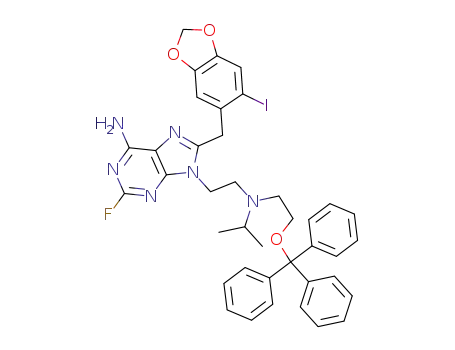 2-Fluoro-8-(6-iodo-benzo[1,3]dioxol-5-ylmethyl)-9-{2-[isopropyl-(2-trityloxy-ethyl)-amino]-ethyl}-9H-purin-6-ylamine
