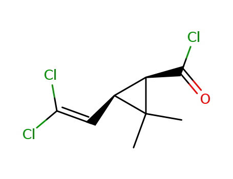 Molecular Structure of 69831-14-7 ((1R,3R)-3-(2,2-dichloroethenyl)-2,2-dimethylcyclopropanecarbonyl chloride)