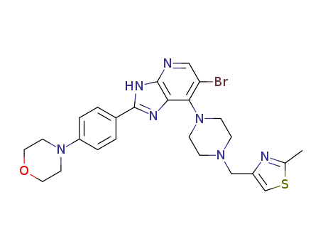 Molecular Structure of 942950-49-4 (4-(4-(6-Bromo-7-(4-((2-methylthiazol-4-yl)methyl)piperazin-1-yl)-3H-imidazo[4,5-b]pyridin-2-yl)phenyl)morpholine)