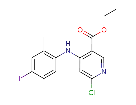 Molecular Structure of 888482-62-0 (4-(4-iodo-2-methyl-phenylamino)-6-chloro-nicotinic acid ethyl ester)