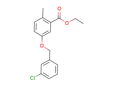 Molecular Structure of 1034026-59-9 (ethyl 5-(3-chlorobenzyloxy)-2-methylbenzoate)