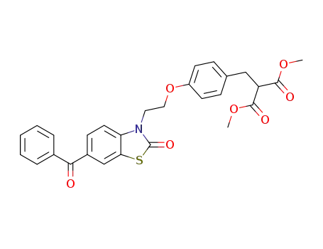 Molecular Structure of 353280-43-0 ([[4-[2-(6-Benzoyl-2-oxo-3(2H)-benzothiazolyl)ethoxy]phenyl]methyl]-1,3-propanedioicaciddimethylester)