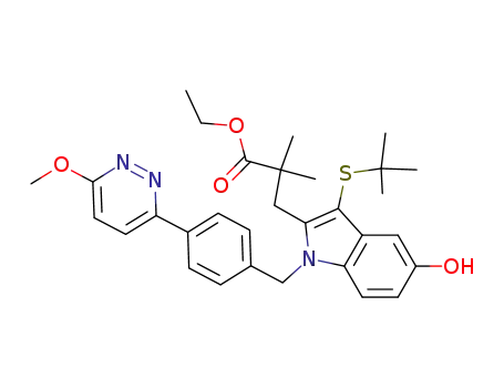 3-{3-tert-butylsulfanyl-5-hydroxy-1-[4-(6-methoxy-pyridazin-3-yl)-benzyl]-1H-indol-2-yl}-2,2-dimethyl-propionic acid ethyl ester