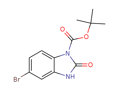 Molecular Structure of 161468-56-0 (1H-Benzimidazole-1-carboxylic acid, 5-bromo-2,3-dihydro-2-oxo-,
1,1-dimethylethyl ester)