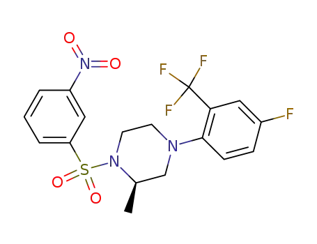 (2R)-4-(4-fluoro-2-(trifluoromethyl)phenyl)-2-methyl-1-(3-nitrobenzenesulfonyl)piperazine