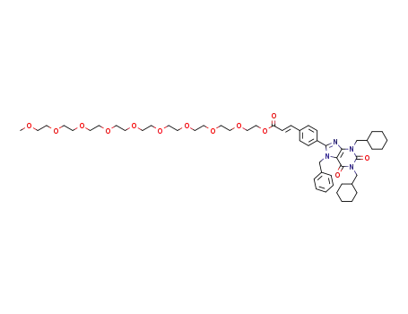 (E)-4-(1,3-Bis(cyclohexylmethyl)-2,3,6,7-tetrahydro-2,6-dioxo-7-benzyl-1H-purin-8-yl)cinnamic Acid Nonaethylene Glycol Methyl Ether Ester